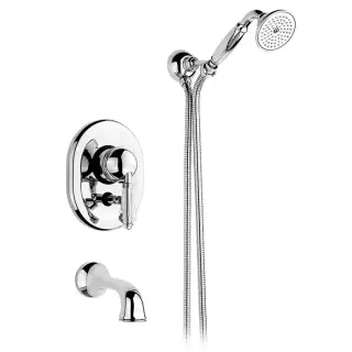 Nicolazzi Cristallo Liberty Смеситель для ванны однорычажный, встраиваемый, с изливом 160мм и ручным душем, цвет: хром