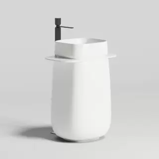 Salini Oriente Totem Раковина напольная, 70х49х90см, S-Sense, декор.накладка на слив, выпуск, сифон, цвет: белый глянцевый