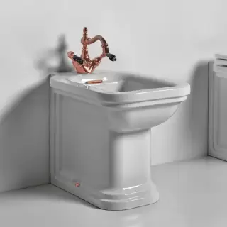 Kerasan Waldorf Биде напольное пристенное 55х37см с 1 отв. под смеситель, с заглушкой,  цвет: белый