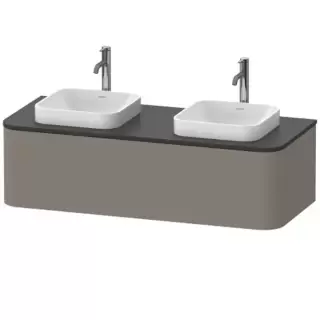 Duravit Happy D.2 Plus Тумба подвесная 130x55х35.4см, с 2 раковинами и 1 ящиком, цвет: stone grey satin matt