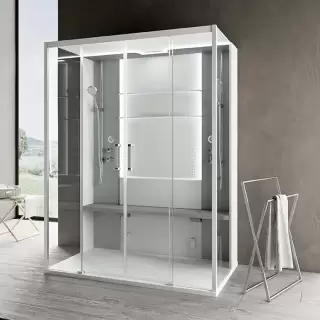 Novellini Skill DUAL Душевая кабина 160х97х219cм., пристенная, Sx, поддон 12.5см., стекло, цвет: белый глянц/Light grey