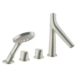 Axor Starck Organic Смеситель на борт ванны, на 4 отв., с ручным душем, цвет: сталь