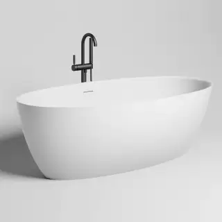 Salini Alda Ванна отдельностоящая 160х70х57.5см, донный клапан, сифон, слив-перелив, S-Stone, цвет: белый матовый