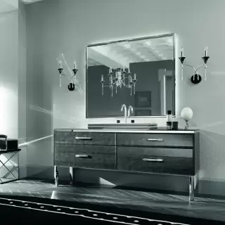 VITAGE milldue edition HILTON Комплект мебели с тумбой под раковину, раковиной ZURIGO81, зеркалом ZURIGO, 180 см, напольный, цвет: Alligator silver/сталь