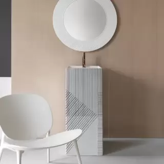 Laufen Kartell Раковина 37.5х43.5х90 см, 1 отв., напольная, без перелива, цвет: белый с черными линиями