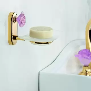 THG Rose Мыльница стеклянная, подвесная, цвет: золото/розовый