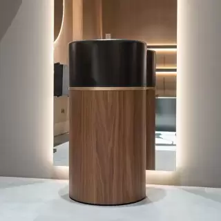 NOORTH milldue edition Roma I Раковина напольная &Oslash;45x88cм., слив в пол, цвет: Nero opaco/Noce Canaletto/Oro