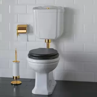 Globo Paestum Унитаз напольный 58х37,5см, слив универсальный, с низким бачком, трубой и механизмом, цвет: белый/бронза