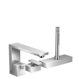 Axor Edge Смеситель на борт ванны, на 3 отв., с ручным душем, излив 210мм, алмазная огранка, цвет: хром