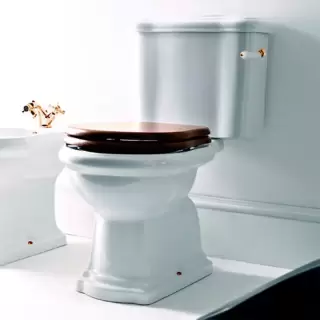 Kerasan Retro Унитаз 72х38.5см., моноблок, слив в стену, ручка смыва справа, цвет: белый/золото