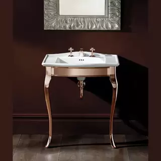 Devon&Devon Lady Декоративная структура 69.5х50см, с раковиной на 3 отв., напольный, цвет: золото/белая