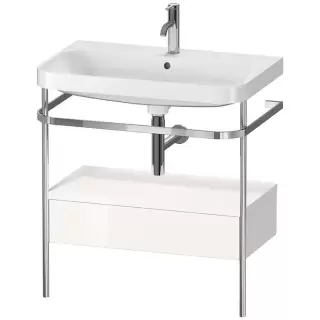 Duravit Happy D.2 Plus Консоль напольная с умывальником 77.5х49х85см, с 1 отв под смесит, 1 ящик, 1 полотенцедержатель,выпуск и сифон в комплекте, цвет: белый глянцевый/хром