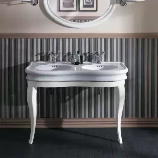 SIMAS Lante Комплект мебели напольный, консоль 111х50.4см, с двойной раковиной на 2 отв., зеркало овальное, цвет: белый