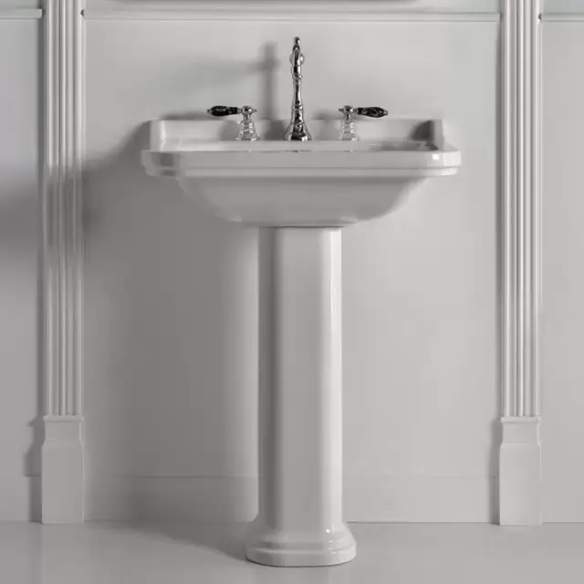 Kerasan Waldorf Раковина 80х55 см, 3 отв., с пьедесталом, цвет: белый/хром