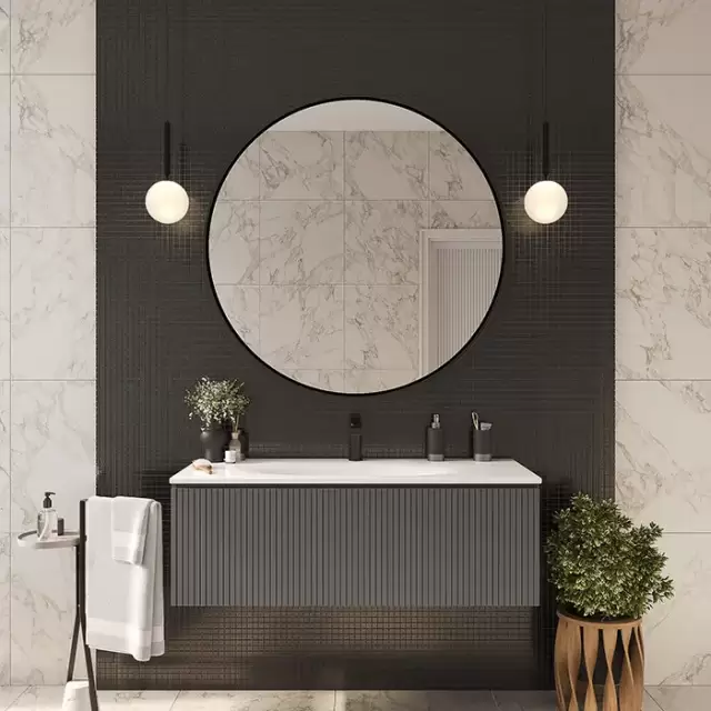 TW Shape комплект подвесной мебели 120х50см, с раковиной, с 1 выдвиж. ящиком с механизмом push-to-open, цвет: серый матовый RAL7016