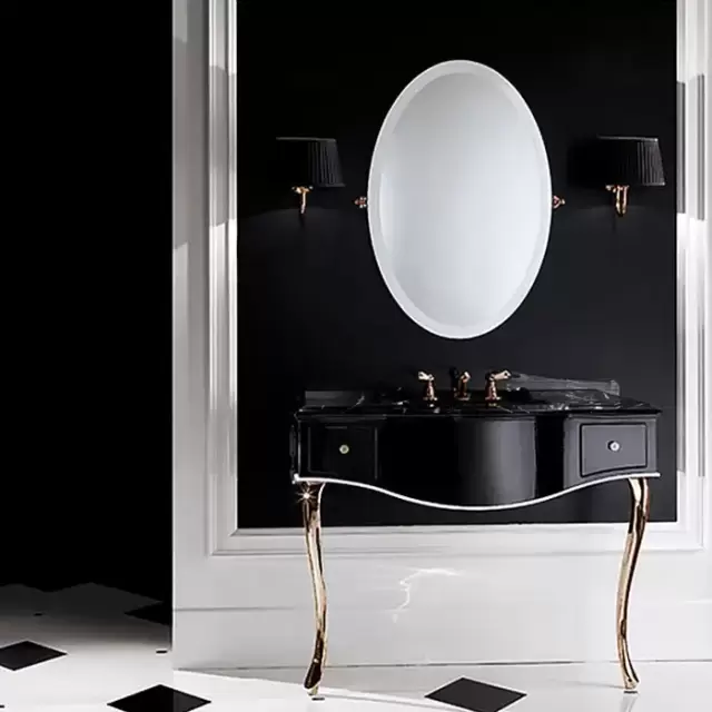 Devon&Devon Audrey, Комплект мебели мрамор: nero marquina, ножки золото, напольный, Цвет: чёрный с белым кантом,