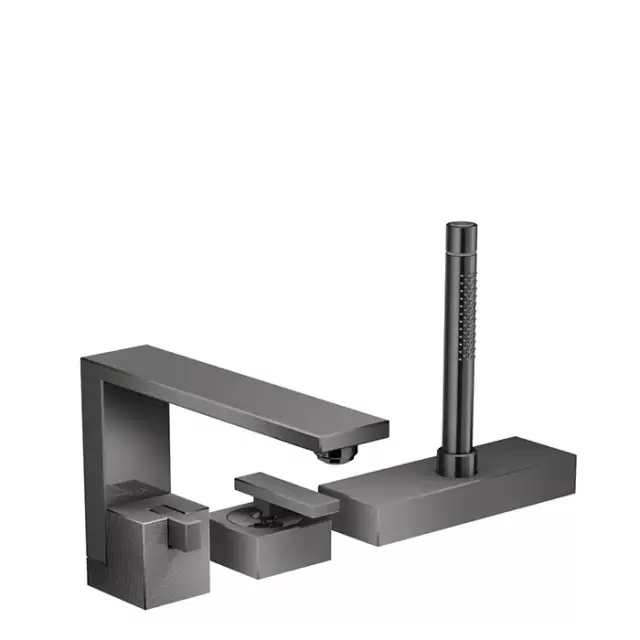 Axor Edge Смеситель на борт ванны, на 3 отв., с ручным душем, излив 210мм, алмазная огранка, цвет: черный