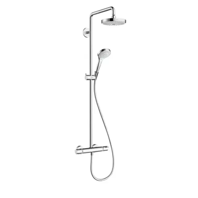 Hansgrohe Croma Select S 180 Showerpipe, Душевая система, верхний душ 187мм, с ручным душем и смесителем, цвет: белый/хром