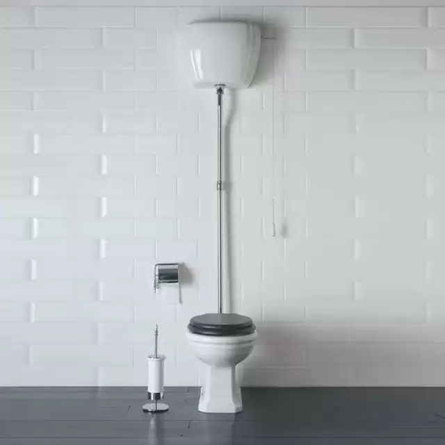 Globo Paestum Унитаз напольный  58х37,5см, слив пол, с высоким бачком, трубой, цвет: белый/хром