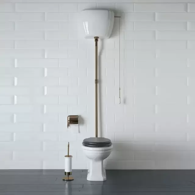 Globo Paestum Унитаз напольный 58х37,5см, с высоким бачком, трубой, цвет: белый/бронза