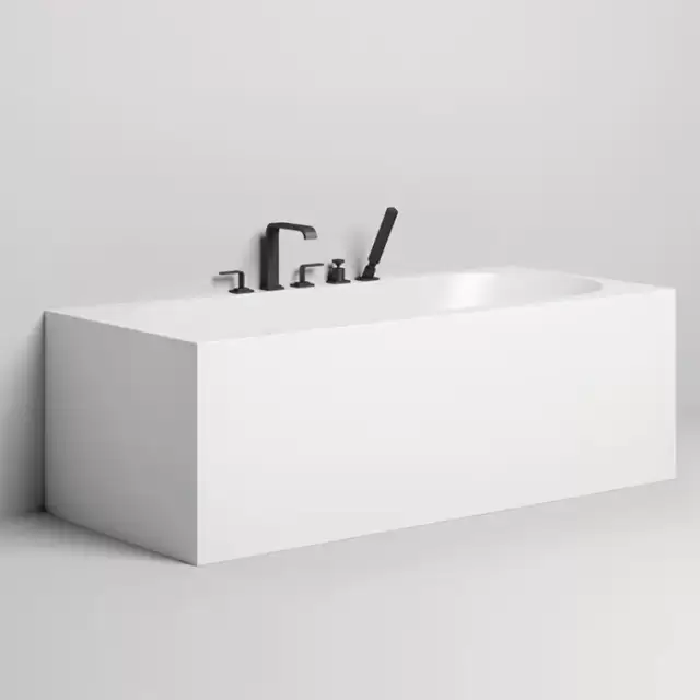 Salini Fabia Ванна пристенная 180х80х60 cм, овальная чаша, донный клапан, сифон, слив-перелив, материал: S-Sense, цвет: белый глянцевый