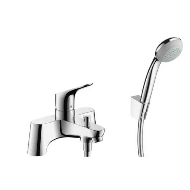 Hansgrohe Focus Смеситель на край ванны на 2 отверстия с переключающим вентилем и ручным душем Crometta 85 1jet