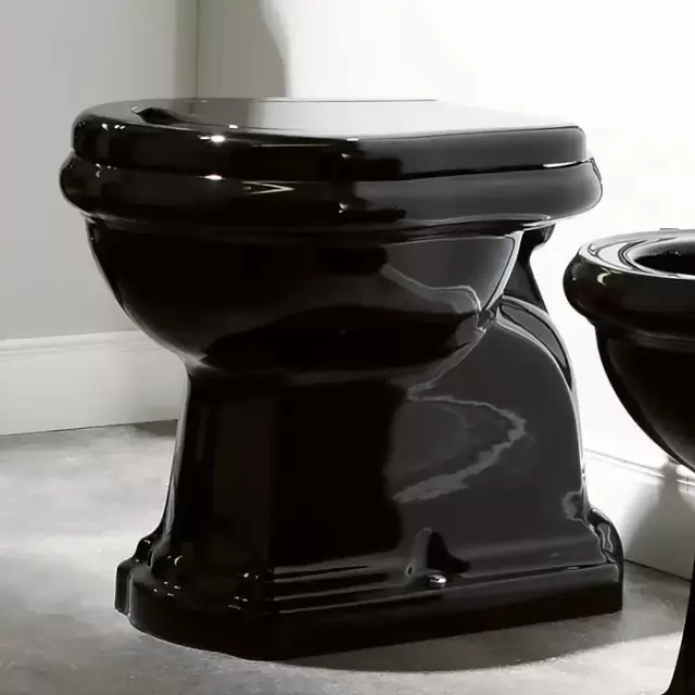 Kerasan Retro Унитаз 53х38.5см., приставной, слив в стену, цвет: черный глянцевый