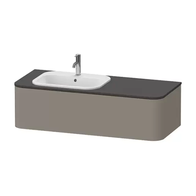 Duravit Happy D.2 Plus Тумба подвесная 130x55x35.4см, с раковиной и 2 ящиками, SX, цвет: stone grey satin matt