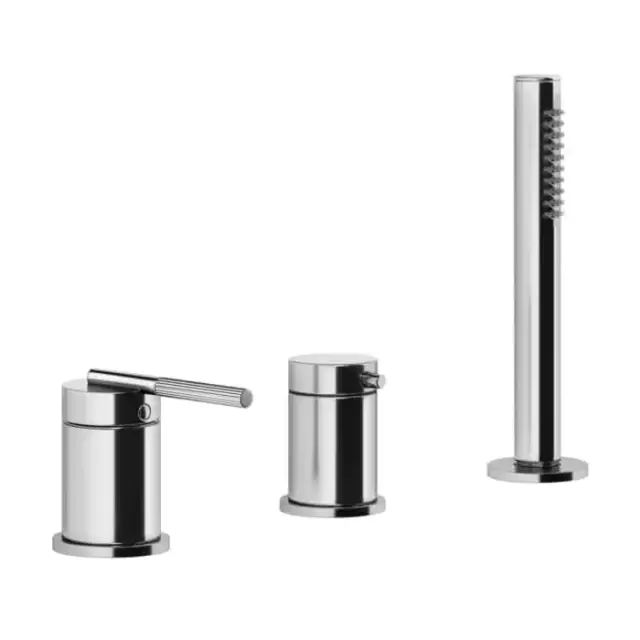 Gessi Ingranaggio Смеситель для ванны на 3 отверстия наполнение через слив-перелив, лейка, цвет: хром