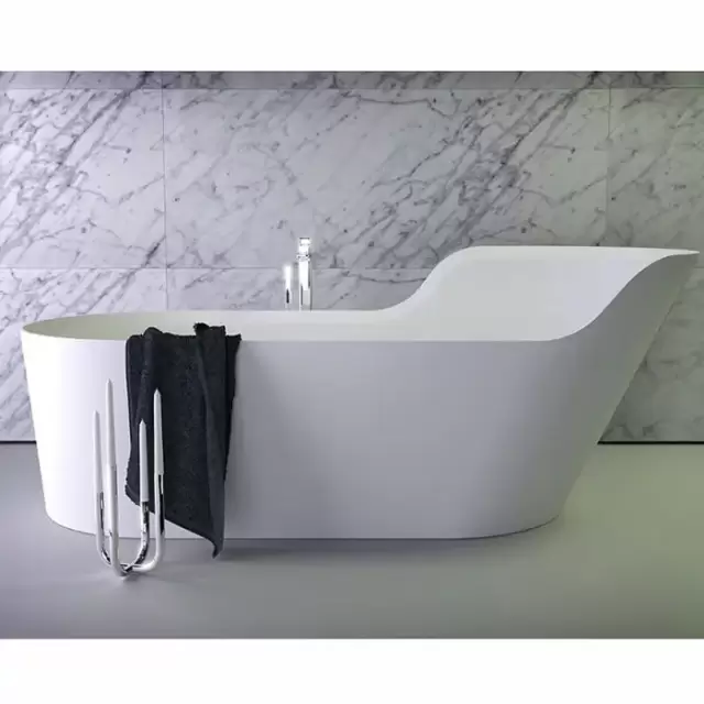 KNIEF Glow Ванна отдельностоящая ассимметричная правая  182х82х70/50см  со сливом, цвет: белый матовый