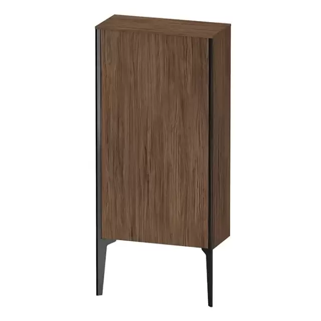 Duravit XViu Шкаф подвесной 50x24x89см, с 1 дверью, 2 стеклянными полками (петли справа), цвет: walnut dark/черный матовый