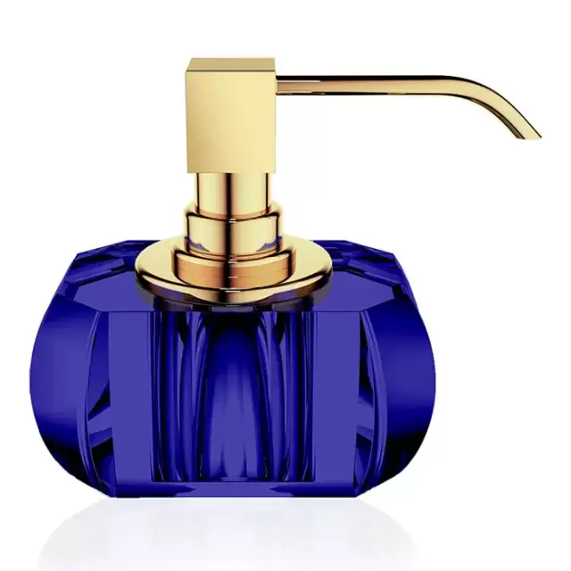 Decor Walther KR SSP Kristall Дозатор для жидкого мыла, настольный, цвет: Capri Blue/золото