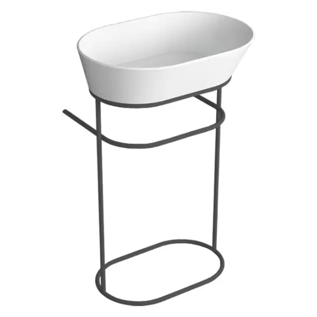 Simas Wave Структура металлическая напольная 50х40х75 см, с раковиной без отв. под смеситель, цвет: черный матовый