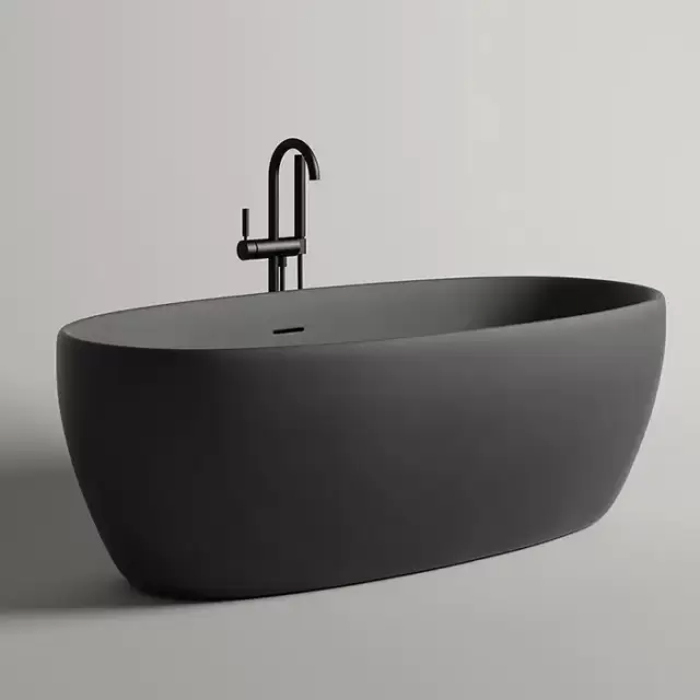 Salini Luce Ванна отдельностоящая 150х75х58cм., донный клапан "Up&Down", сифон, слив-перелив, мат-л: S-stone, цвет: матовый RAL9011