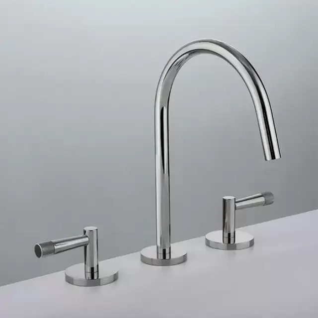 Gattoni MD Смеситель для раковины, 3 отв., ручки PELLA, с донным клапаном, цвет: хром