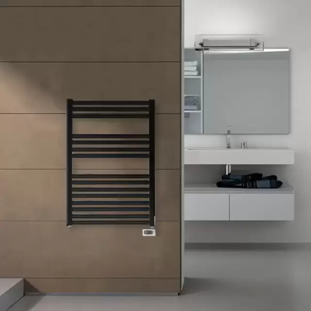 Irsap Ares Полотенцесушитель эл-й 58x81.8x3см (15 трубок-2 промежутка), мощность: 400 ватт, с регулятором, провод: 120см, цвет: черный матовый (K1)