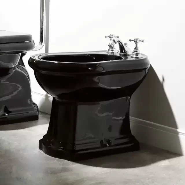 Kerasan Retro Биде напольное 60х38.5см, с 1 отв. под смеситель, цвет: черный глянец