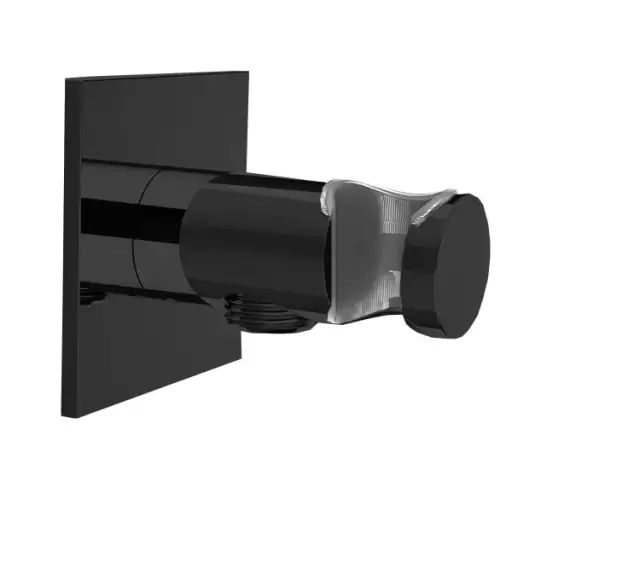 Almar Вывод из стены с держателем для душевой лейки, цвет: черный глянцевый PVD