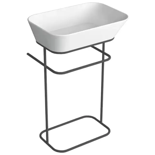 Simas Wave Структура металлическая напольная 50х40х75 см, с раковиной без отв. под смеситель, цвет: черный матовый