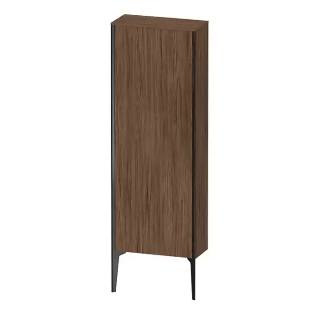 Duravit XViu Шкаф подвесной 50x24x133см, с 1 дверью, 3 стеклянными полками (петли слева), цвет: walnut dark/черный матовый