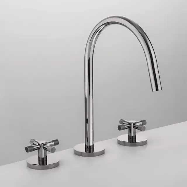 Gattoni MD Смеситель для раковины, 3 отв., ручки ALZO, с донным клапаном, цвет: хром