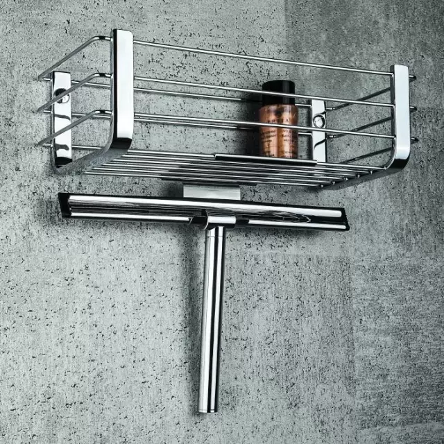 Colombo Complementi настенный держатель для приспособления для сгона воды с полочкой, цвет: сталь