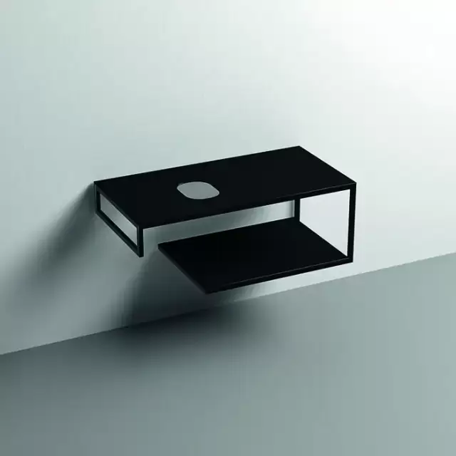 Kerasan Louise Металлическая структура для раковины 100см, подвесная, с полкой, с 1 отв., с полотенцедержателем, цвет: черный матовый