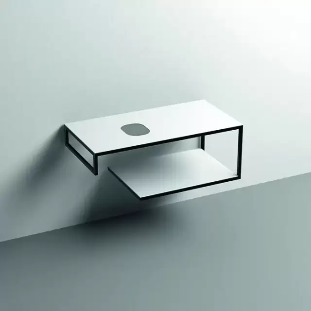 Kerasan Louise Металлическая структура для раковины 100см, подвесная, с полкой, с 1 отв., с полотенцедержателем, цвет: белый матовый