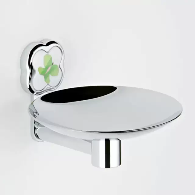 THG CAPUCINE VERT DECOR PLATINE Мыльница подвесная &oslash;150 мм., декор зеленый, цвет: хром