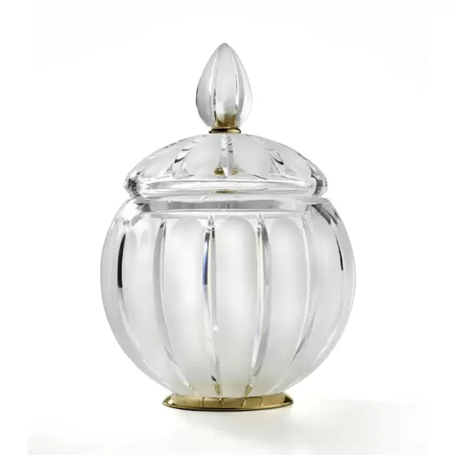 3SC Montblanc Баночка универсальная, D15хh20 см, с крышкой, настольная, цвет: прозрачный хрусталь/золото 24к. Lucido