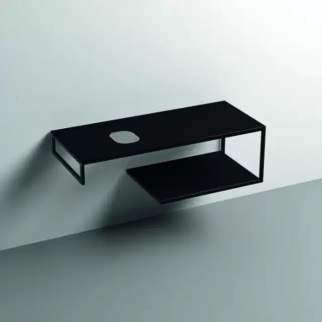 Kerasan Louise Металлическая структура для раковины 120см, подвесная, с полкой, с 1 отв., с полотенцедержателем, цвет: черный матовый