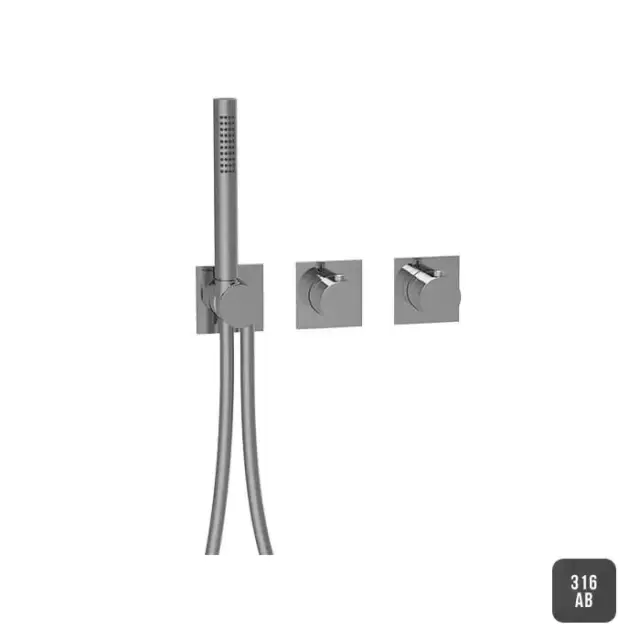 Almar 316 Stainless Steel Смеситель для душа, встраиваемый, термостатический, цвет: Absolute Black. AB316