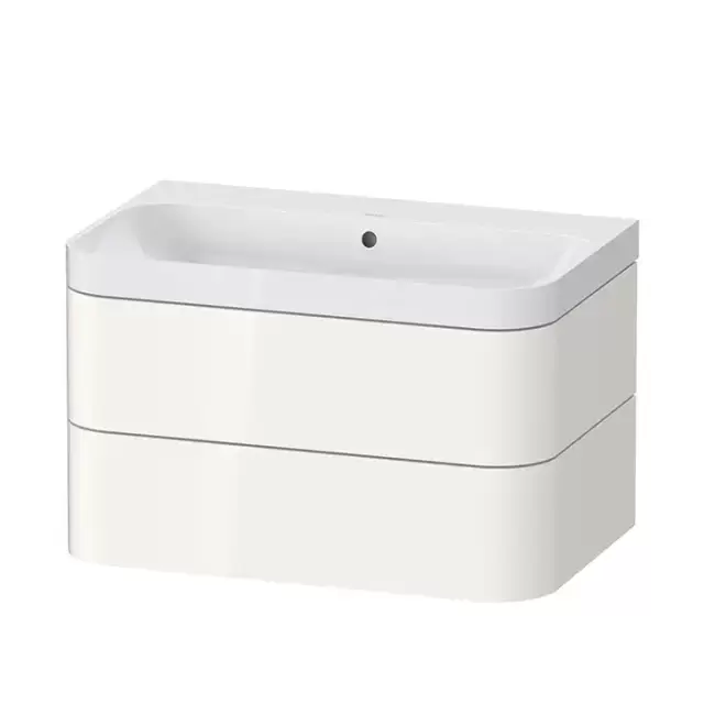 Duravit Happy D.2 Plus Тумба подвесная с раковиной 77.5х49х46.8см., без отв., 2 ящика, выпуск и сифон в комплекте, цвет: белый глянцевый