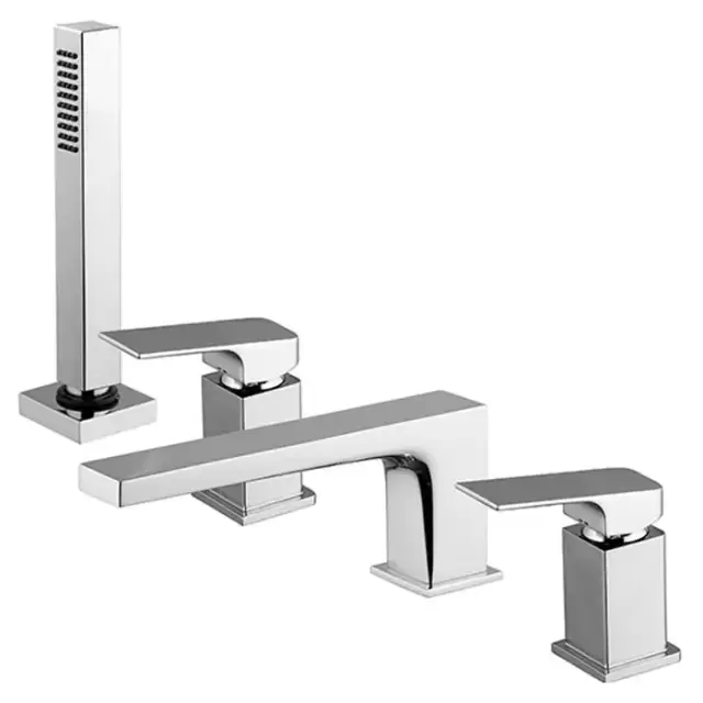 Fima Carlo Frattini Fit Смеситель на борт ванны, на 4 отв., с ручным душем, цвет: хром